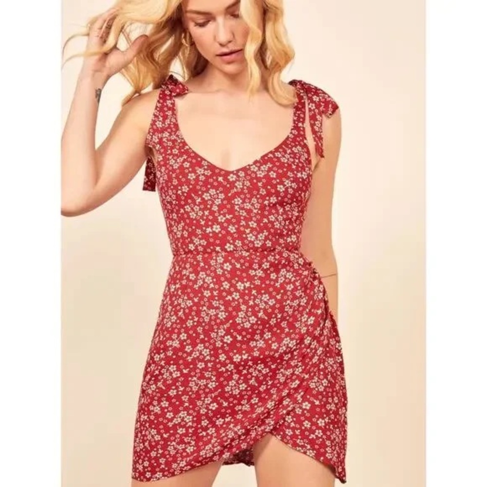 Reformation Red Floral Mini Dress